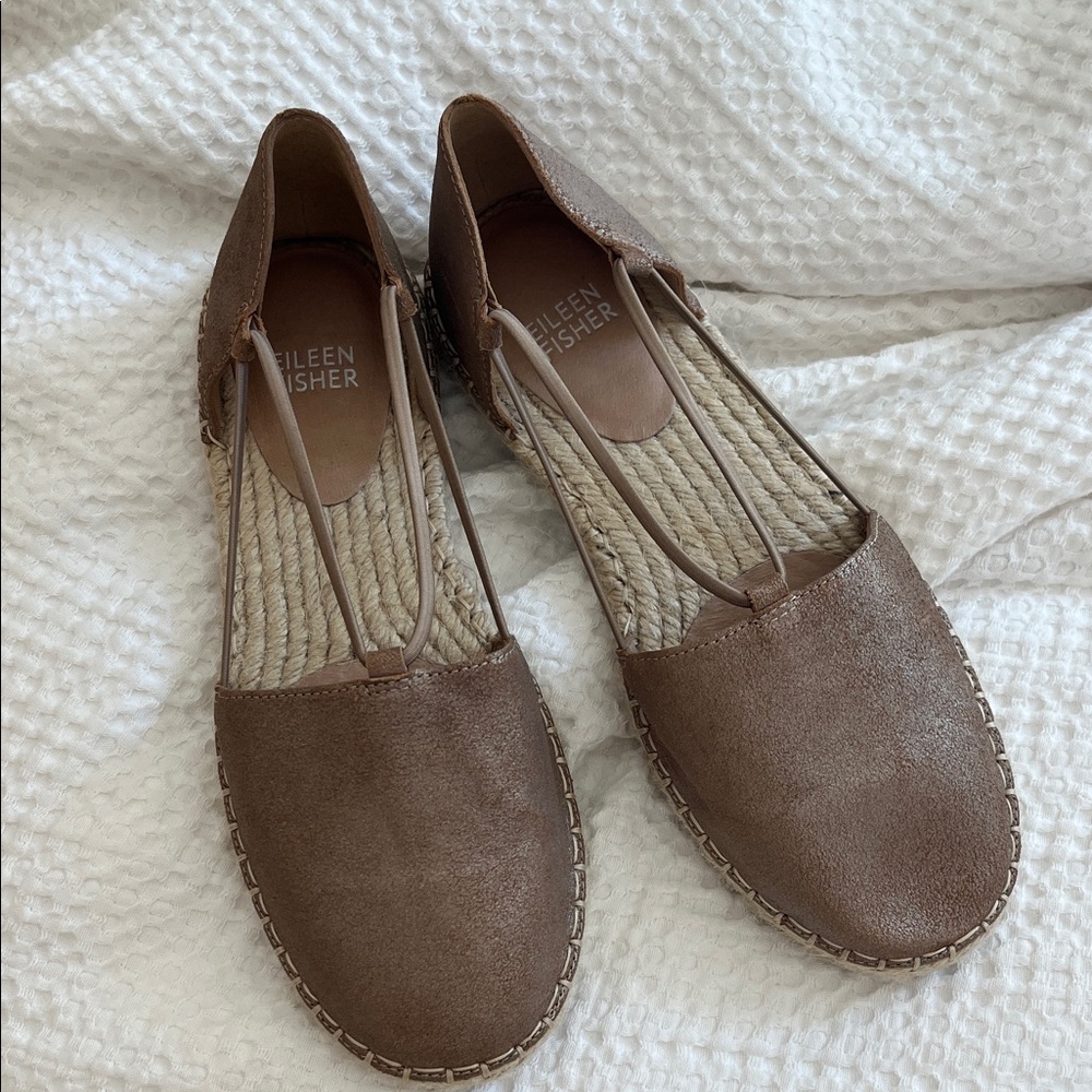 LN Eileen Fisher Taupe Espadrille Flats Size 6